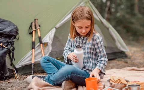 Camping in mountains forest Stock Photos