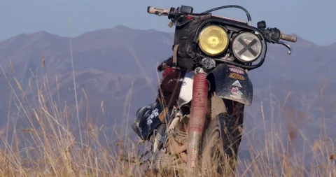 Camping in the mountains motorcycles Stock Footage 232015611