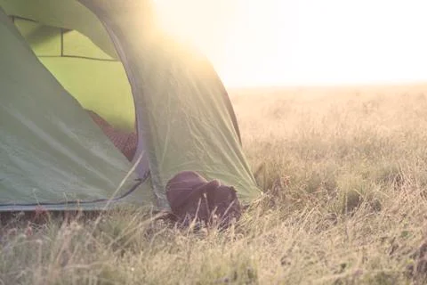 Camping in mountains Stock Photos