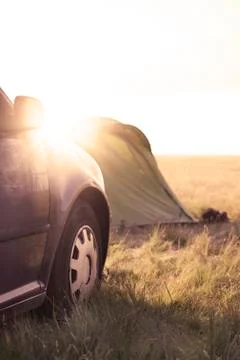 Camping in mountains Stock Photos