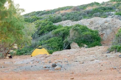 Camping in the mountains Stock Photos