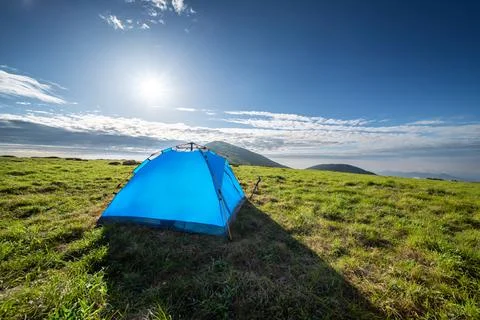 Camping in the mountains Stock Photos