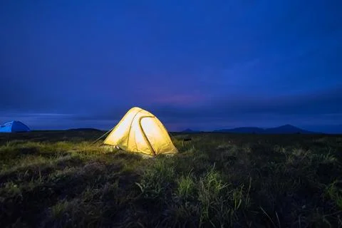 Camping in the mountains Stock Photos