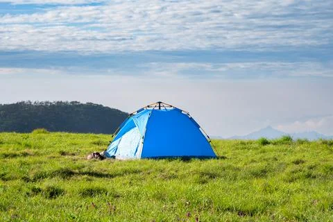 Camping in the mountains Stock Photos
