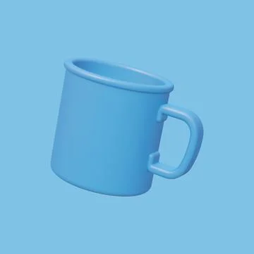 Camping Mug isolated on blue background. 3D render. Stock Illustration