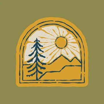 Camping nature wild badge patch pin graphic illustration vector art t-shirt d Stock Illustration