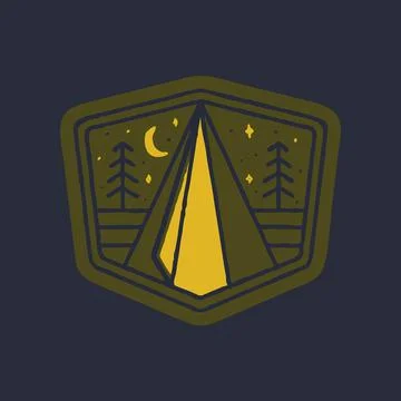 Camping nature wild badge patch pin graphic illustration vector art t-shirt d Stockillustratie