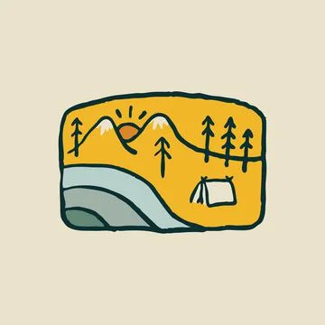 Camping nature wild badge patch pin graphic illustration vector art t-shirt d Stock Illustration