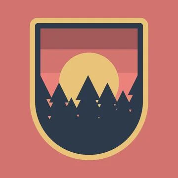Camping nature wild badge patch pin graphic illustration vector art t-shirt d Illustrazione stock