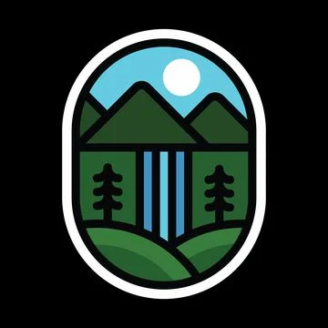 Camping nature wild badge patch pin graphic illustration vector art t-shirt d Illustrazione stock