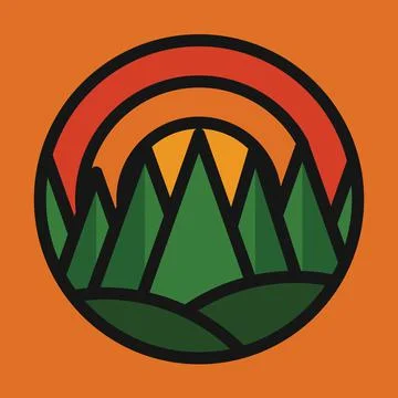 Camping nature wild badge patch pin graphic illustration vector art t-shirt d Illustrazione stock