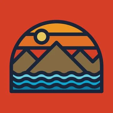 Camping nature wild badge patch pin graphic illustration vector art t-shirt d Stockillustratie