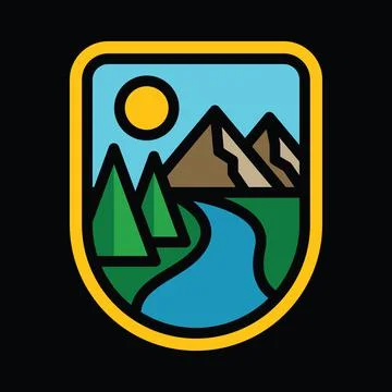 Camping nature wild badge patch pin graphic illustration vector art t-shirt d Illustrazione stock