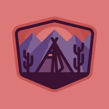 Camping nature wild badge patch pin graphic illustration vector art t-shirt d Stock Illustration