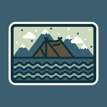 Camping nature wild badge patch pin graphic illustration vector art t-shirt d Stock Illustration