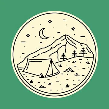 Camping nature wild badge patch pin graphic illustration vector art t-shirt d 스톡 일러스트