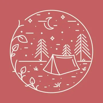 Camping nature wild badge patch pin graphic illustration vector art t-shirt d Illustrazione stock