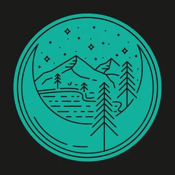 Camping nature wild badge patch pin graphic illustration vector art t-shirt d Stock Illustration