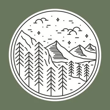 Camping nature wild badge patch pin graphic illustration vector art t-shirt d Stock Illustration