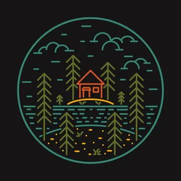 Camping nature wild badge patch pin graphic illustration vector art t-shirt d Stock Illustration