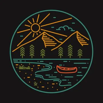 Camping nature wild badge patch pin graphic illustration vector art t-shirt d Stock Illustration