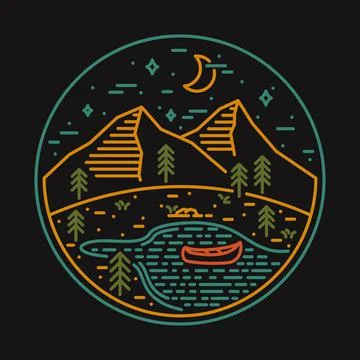 Camping nature wild badge patch pin graphic illustration vector art t-shirt d Illustrazione stock