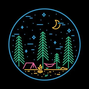 Camping nature wild badge patch pin graphic illustration vector art t-shirt d Stock Illustration