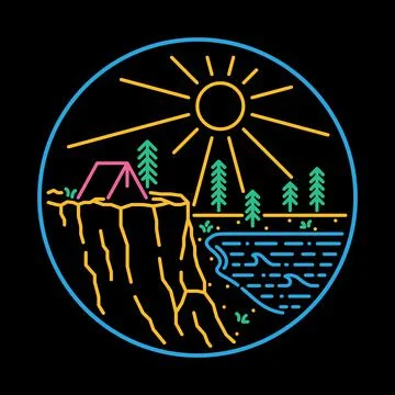 Camping nature wild badge patch pin graphic illustration vector art t-shirt d Stock Illustration