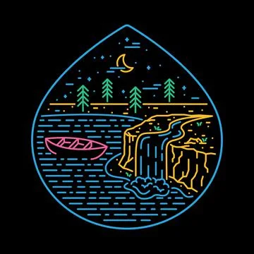 Camping nature wild badge patch pin graphic illustration vector art t-shirt d Stock Illustration