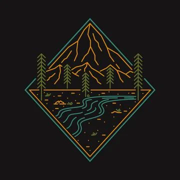 Camping nature wild badge patch pin graphic illustration vector art t-shirt d Stock Illustration