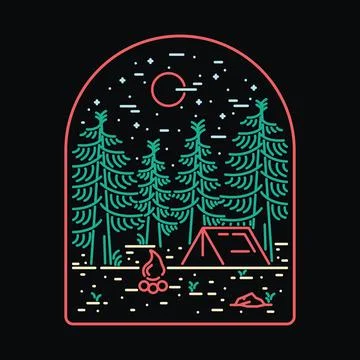 Camping nature wild badge patch pin graphic illustration vector art t-shirt d Stock Illustration