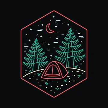 Camping nature wild badge patch pin graphic illustration vector art t-shirt d Stock Illustration