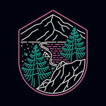 Camping nature wild badge patch pin graphic illustration vector art t-shirt d Stock Illustration