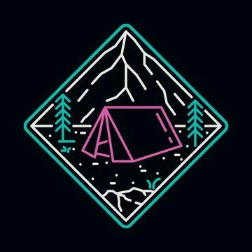 Camping nature wild badge patch pin graphic illustration vector art t-shirt d Stock Illustration