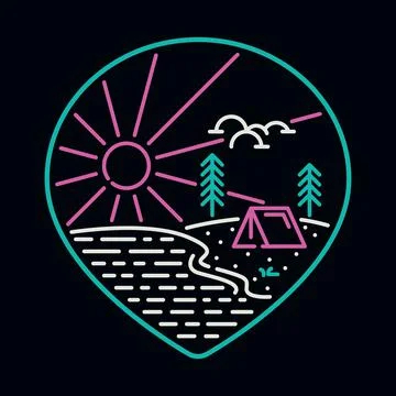 Camping nature wild badge patch pin graphic illustration vector art t-shirt d 스톡 일러스트