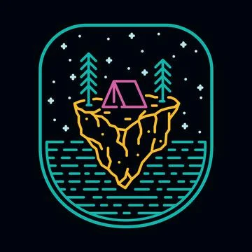 Camping nature wild badge patch pin graphic illustration vector art t-shirt d Illustrazione stock