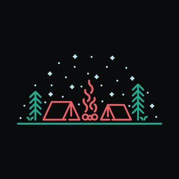 Camping nature wild badge patch pin graphic illustration vector art t-shirt d Stock Illustration