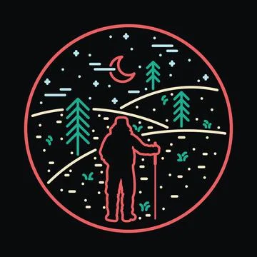 Camping nature wild badge patch pin graphic illustration vector art t-shirt d Stock Illustration