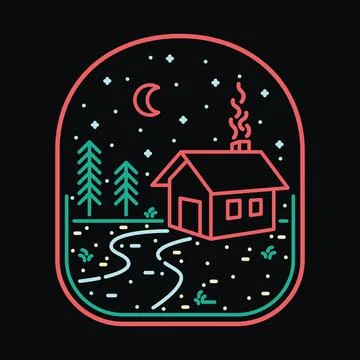 Camping nature wild badge patch pin graphic illustration vector art t-shirt d Stock Illustration