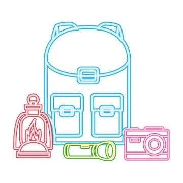 Camping neon  concept Ilustración de archivo