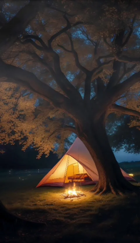 Camping at night Stock Footage 280528393