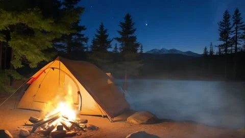 Camping at night Stock Footage 280528492
