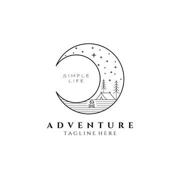 Camping on the night logo vector illustration design, camping on the moon Stock Illustration