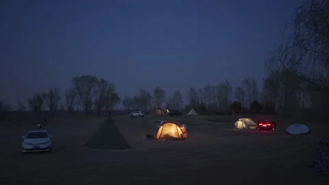 Camping night outside Beijing Stock Footage 195426319