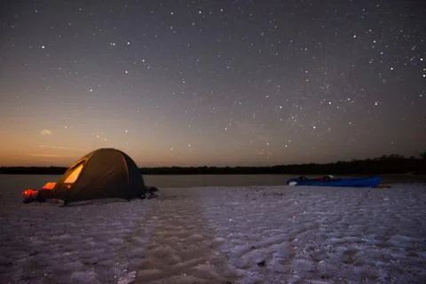 Camping at Night Stock Photos