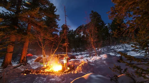 Camping Night Time-lapse And lame. Stock Video. Video stock 32246042