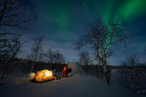 Camping in Norway, Northern Lights Stock Photos