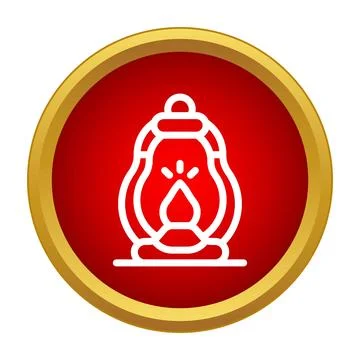 Camping oil lantern creating light in darkness icon Illustrazione stock