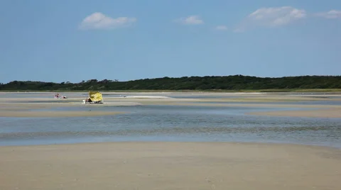 Camping out in the water at the beach Stock Footage 40313537