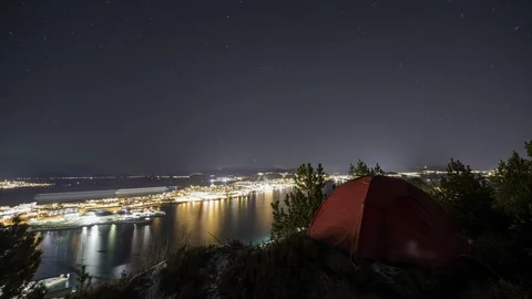 Camping over city Stock Footage 100681444